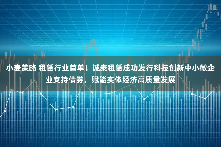 小麦策略 租赁行业首单！诚泰租赁成功发行科技创新中小微企业支持债券，赋能实体经济高质量发展