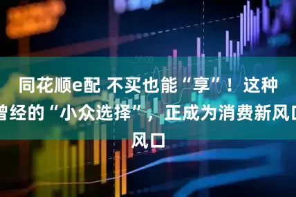 同花顺e配 不买也能“享”！这种曾经的“小众选择”，正成为消费新风口